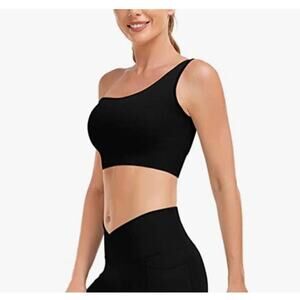 YOGA TOP Womens Size Small Black One Shoulder Activewear Workout